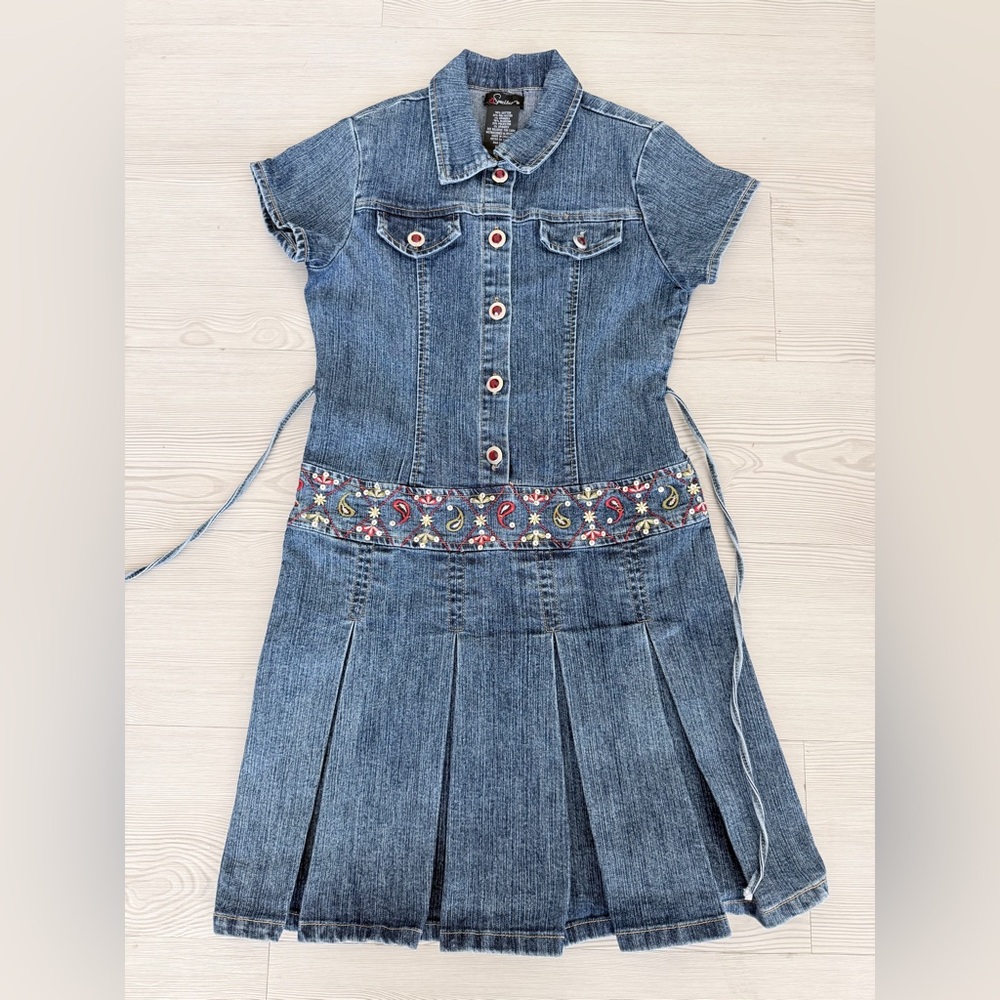 Speechless Blue Denim Embroidered Waist Dress